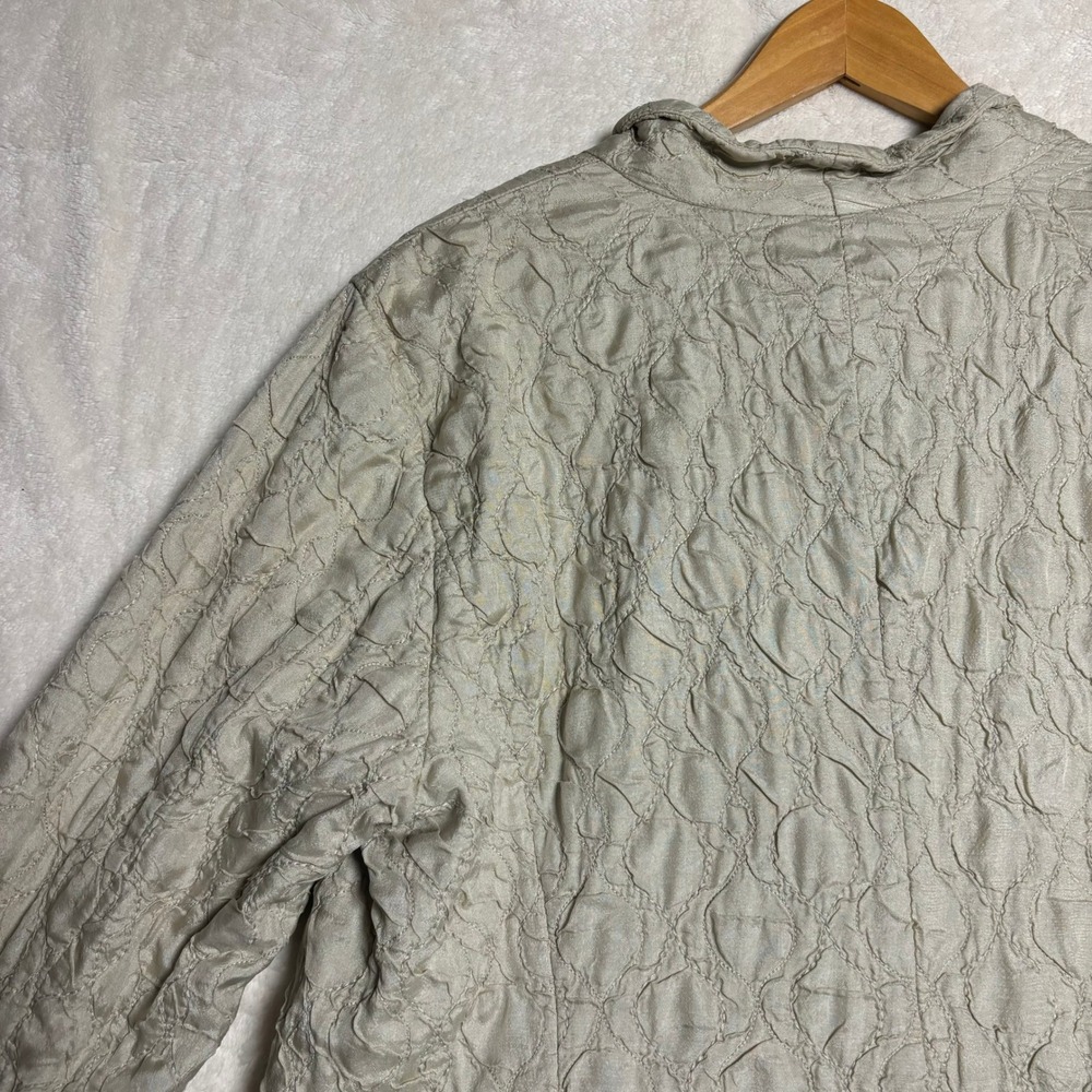 Eileen Fisher Womens Textured Jacket Beige‎ Button Front Size L Blazer Lagenook - Picture 11 of 14